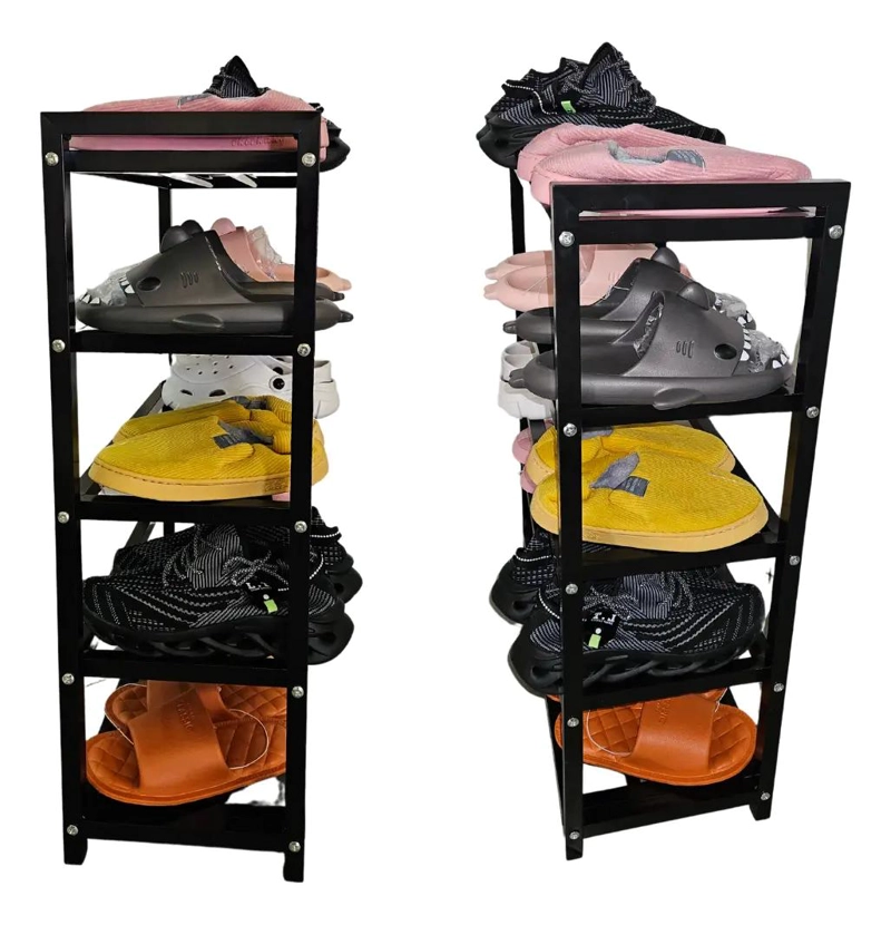 ZAPATERO DE ACERO NEGRO CON 5 NIVELES PARA 15 PARES DE CALZADO - 2