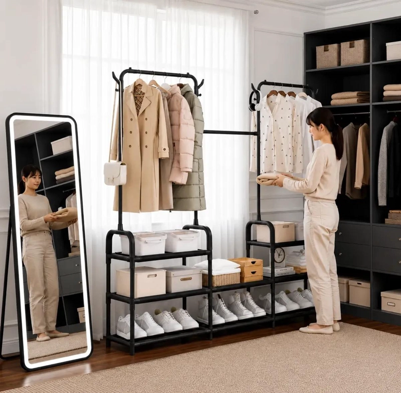 ORGANIZADOR PERCHERO DOBLE MULTIFUNCIONAL PARA ROPA Y CALZADO - 5