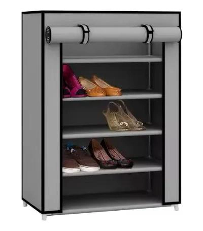 ORGANIZADOR DE TELA GRIS CON 5 NIVELES PARA ZAPATOS - 1