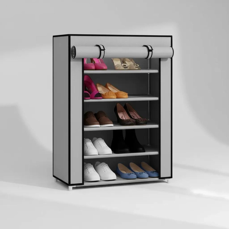 ORGANIZADOR DE TELA GRIS CON 5 NIVELES PARA ZAPATOS - 3