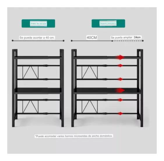 ESTANTE REPISA EXTENSIBLE PARA HORNO MICROONDAS Y ORGANIZACION DE COCINA - 2