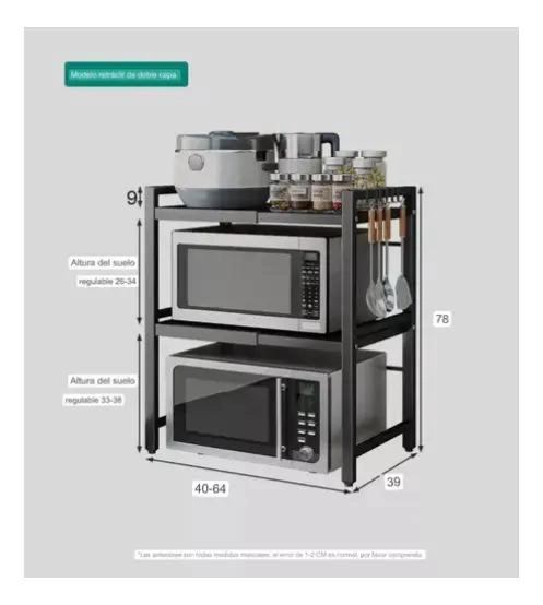 ESTANTE REPISA EXTENSIBLE PARA HORNO MICROONDAS Y ORGANIZACION DE COCINA - 5