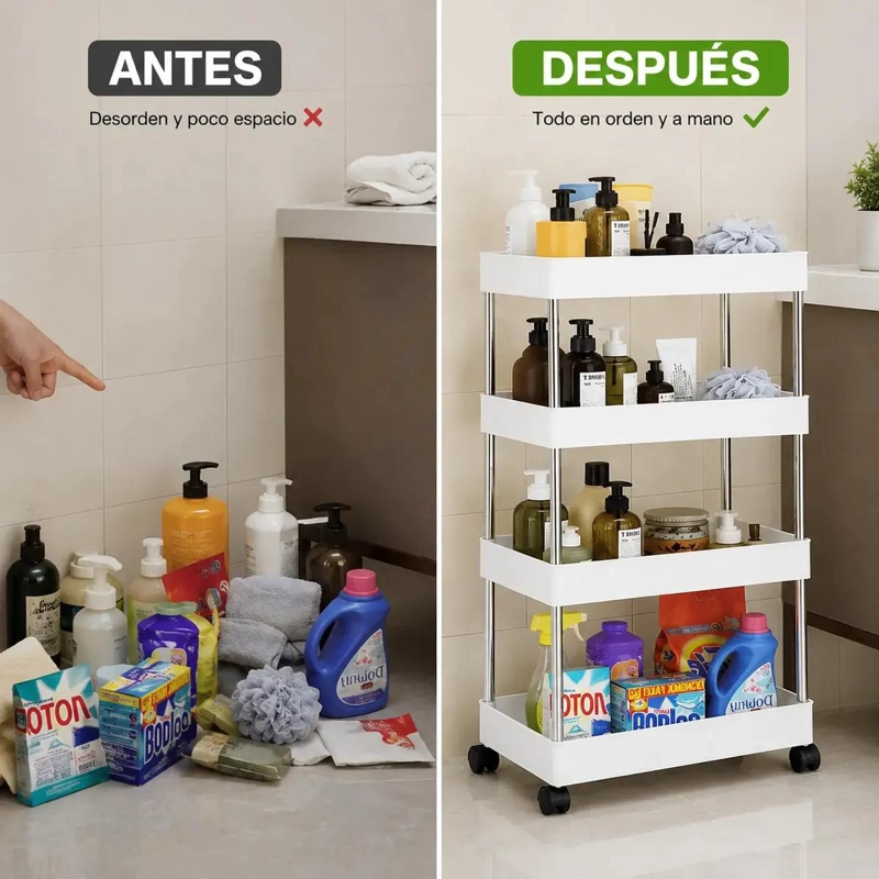 CARRITO ORGANIZADOR MULTIUSO CON 4 NIVELES Y RUEDAS PARA COCINA - 2