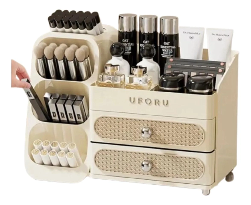 ORGANIZADOR COMPACTO Y PRACTICO PARA MAQUILLAJE CON MULTIPLES COMPARTIMENTOS - 1