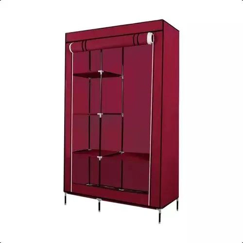 GUARDA ROPA ARMABLE GRANDE CON ORGANIZADORES COLOR BURDEOS PARA DORMITORIO - 2