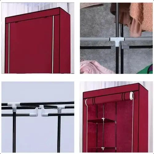 GUARDA ROPA ARMABLE GRANDE CON ORGANIZADORES COLOR BURDEOS PARA DORMITORIO - 3