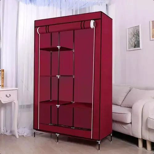 GUARDA ROPA ARMABLE GRANDE CON ORGANIZADORES COLOR BURDEOS PARA DORMITORIO - 5