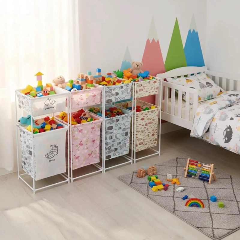 CANASTO ORGANIZADOR INFANTIL DE DOS NIVELES PARA JUGUETES Y ROPA - 2