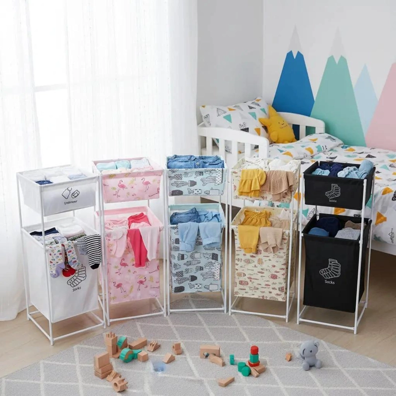 CANASTO ORGANIZADOR INFANTIL DE DOS NIVELES PARA JUGUETES Y ROPA - 4