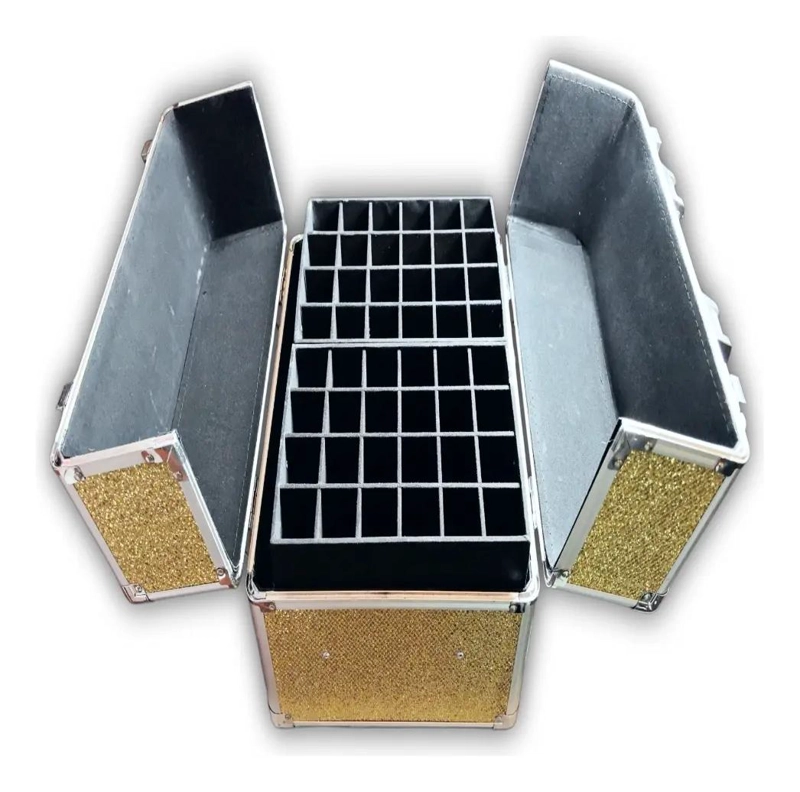 MALETIN PORTACOSME TICO DE ALUMINIO CON MULTIPLES COMPARTIMIENTOS ORGANIZADORES - 3