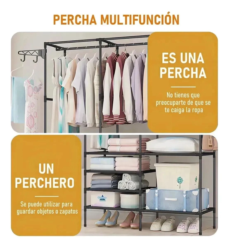 COLGADOR EXHIBIDOR PARA ROPA CON 4 GANCHOS ORGANIZADORES - 5