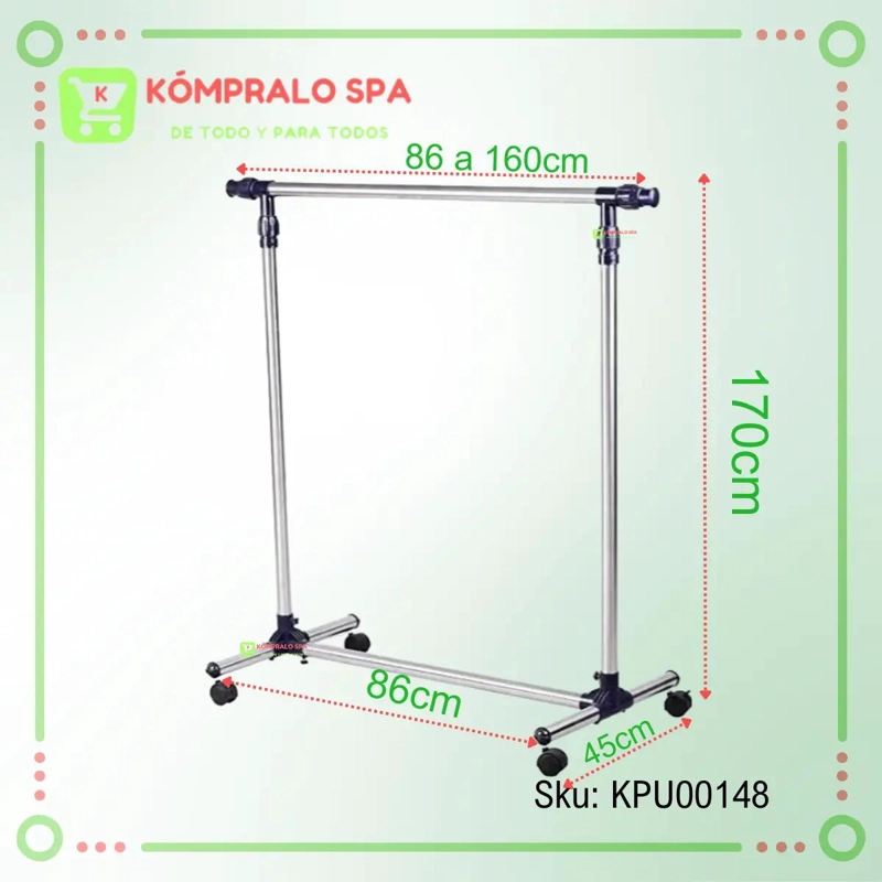 PERCHERO METALICO SIMPLE PARA ROPA CON RUEDAS PARA FACIL MOVILIDAD - 2