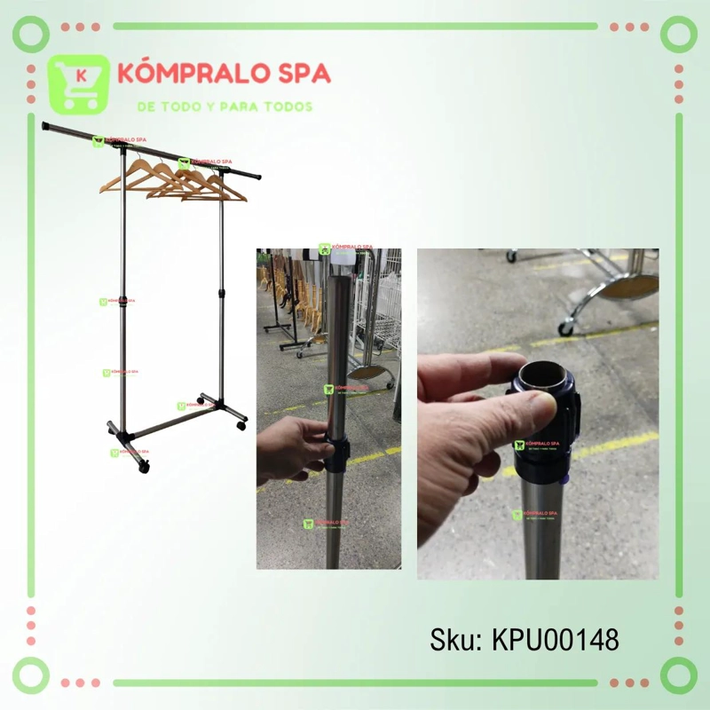 PERCHERO METALICO SIMPLE PARA ROPA CON RUEDAS PARA FACIL MOVILIDAD - 4