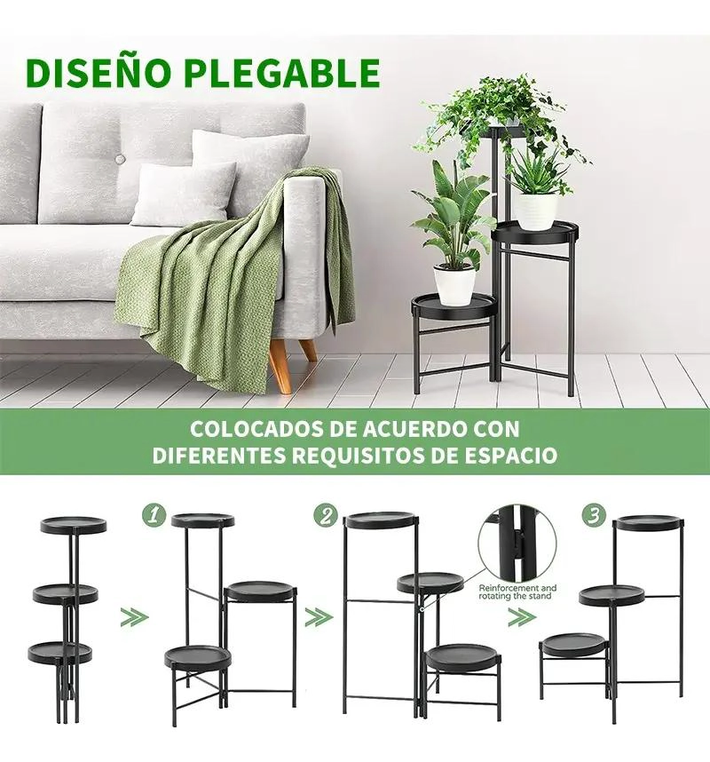 SET ORGANIZADOR METALICO CON 3 PEDESTALES Y PORTA MACETERO DESMONTABLE - 3