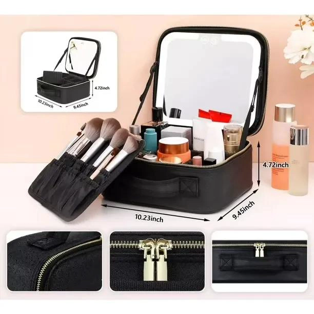 COSMETIQUERO PORTATIL CON ESPEJO Y LUZ LED FRIA PARA MAQUILLAJE - 2