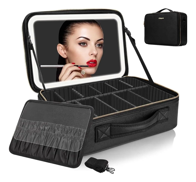 COSMETIQUERO PORTATIL CON ESPEJO Y LUZ LED FRIA PARA MAQUILLAJE - 5