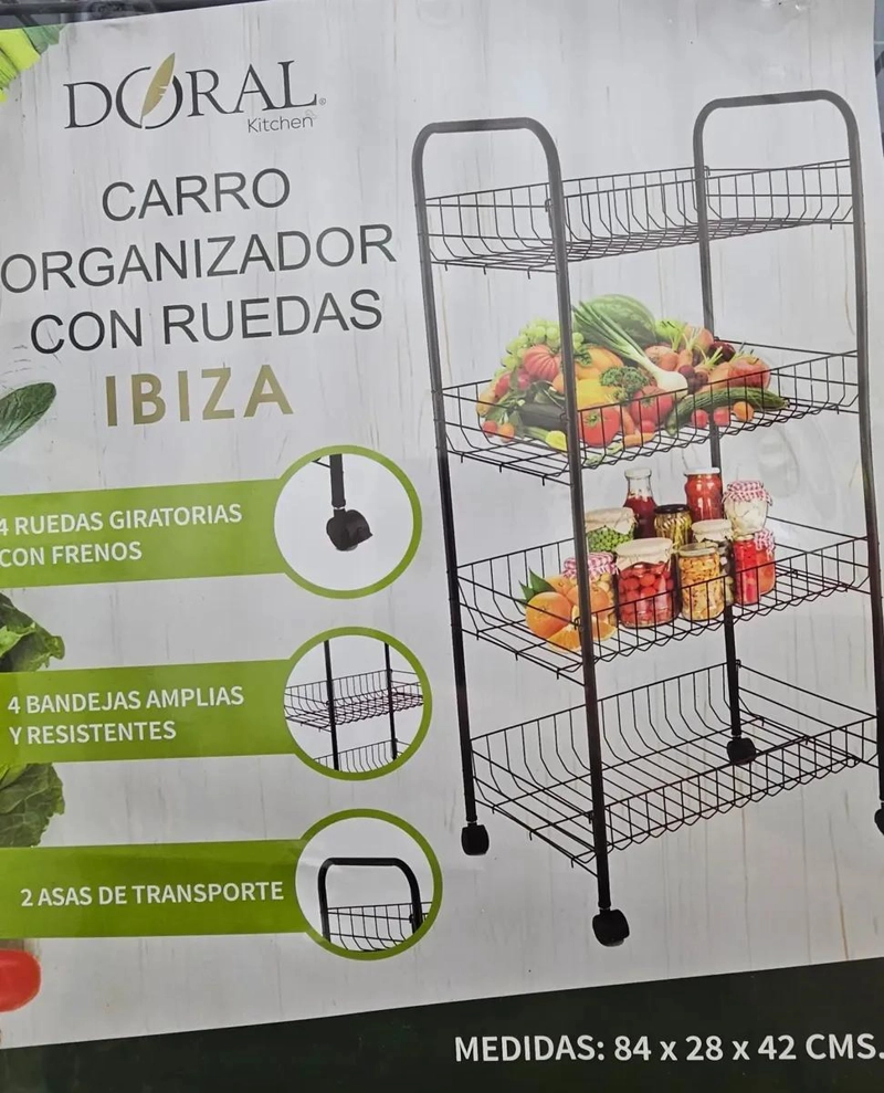 CARRO ORGANIZADOR CON RUEDAS PARA VERDURAS 84X28X42 CM - 5