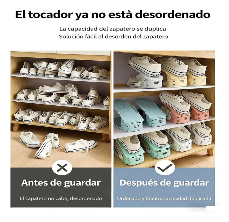 SET DE 10 SOPORTES AJUSTABLES ANTIDESLIZANTES PARA ZAPATOS - 4