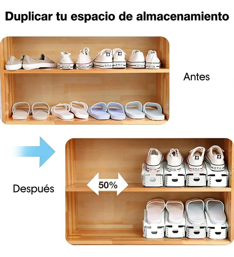 SET DE 10 SOPORTES AJUSTABLES ANTIDESLIZANTES PARA ZAPATOS - 5