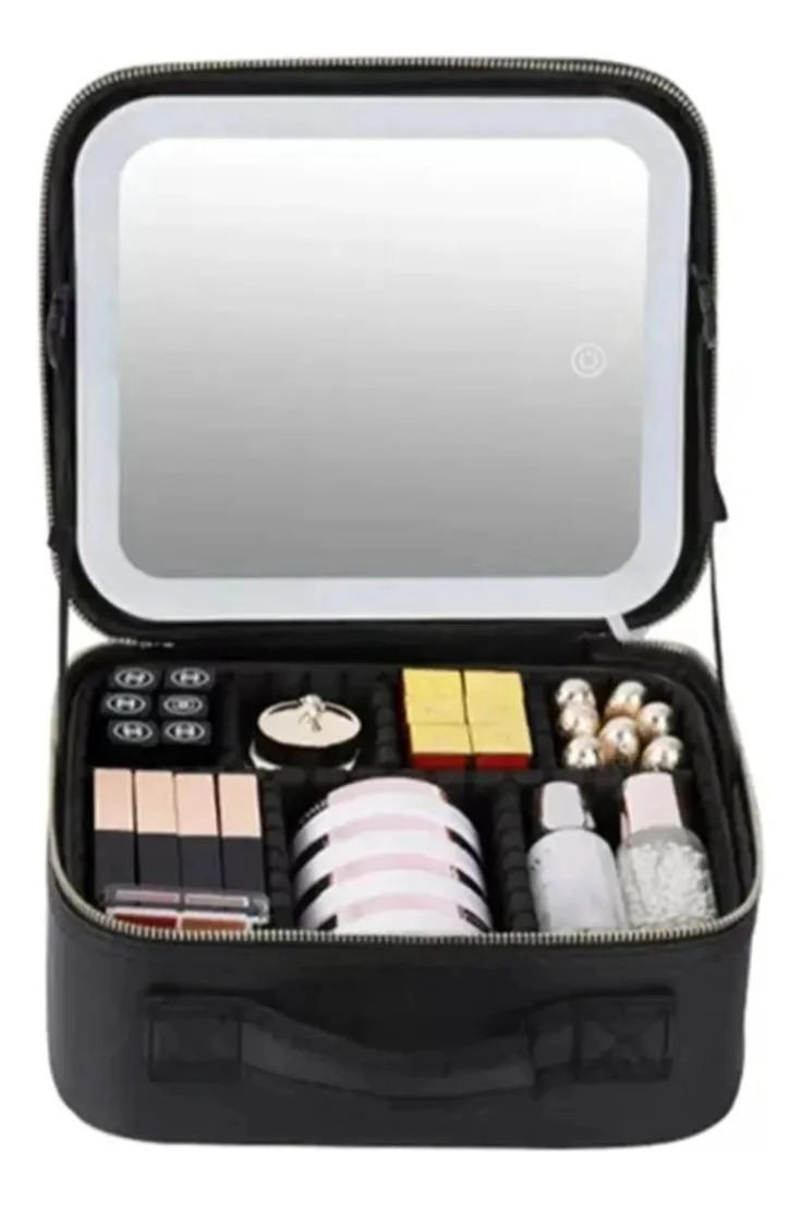 COSMETIQUERO CON ESPEJO ILUMINADO LED Y SENSOR TACTIL PARA MAQUILLAJE - 1