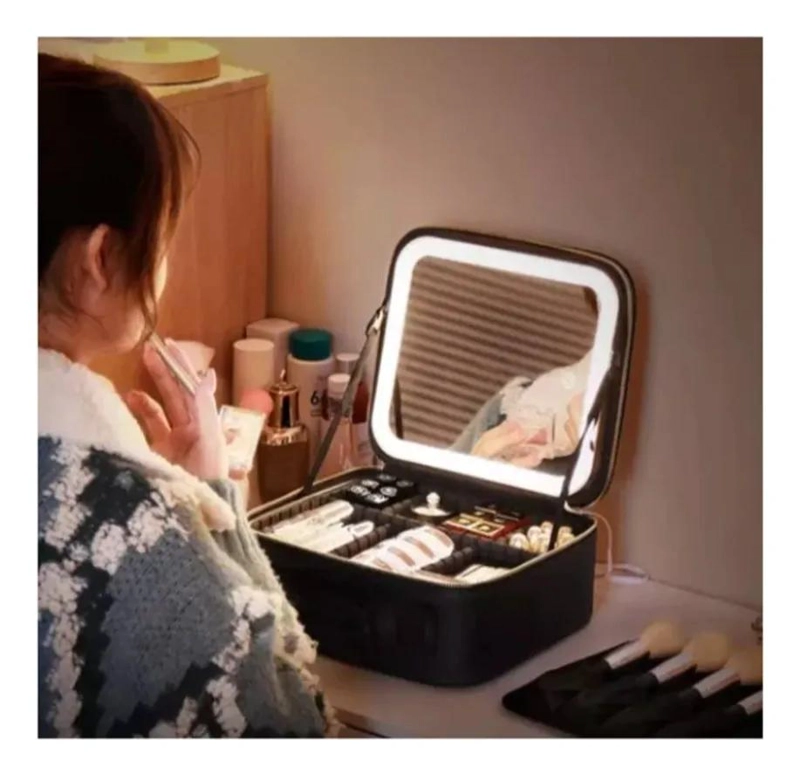 COSMETIQUERO CON ESPEJO ILUMINADO LED Y SENSOR TACTIL PARA MAQUILLAJE - 2