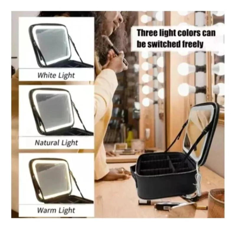 COSMETIQUERO CON ESPEJO ILUMINADO LED Y SENSOR TACTIL PARA MAQUILLAJE - 3