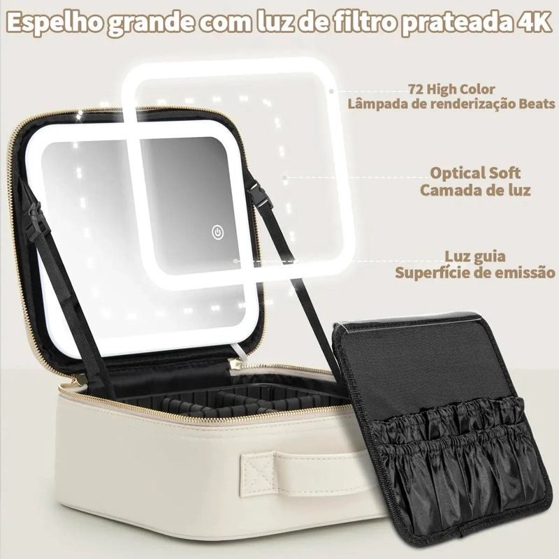 ESTUCHE PROFESIONAL PARA MAQUILLAJE Y COSME TICOS CON ESPEJO INTEGRADO - 2
