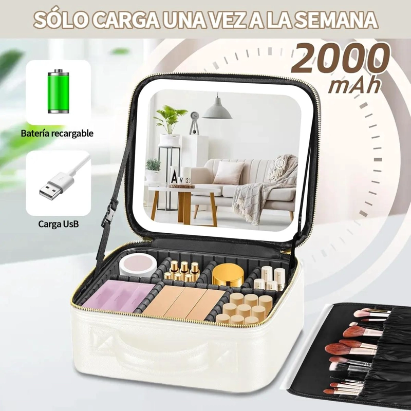 ESTUCHE PROFESIONAL PARA MAQUILLAJE Y COSME TICOS CON ESPEJO INTEGRADO - 4