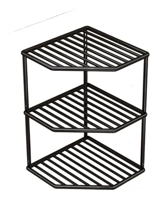 ORGANIZADOR DE ESQUINA METALICO NEGRO CON 3 NIVELES PARA COCINA - 1