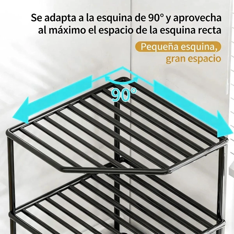 ORGANIZADOR DE ESQUINA METALICO NEGRO CON 3 NIVELES PARA COCINA - 3