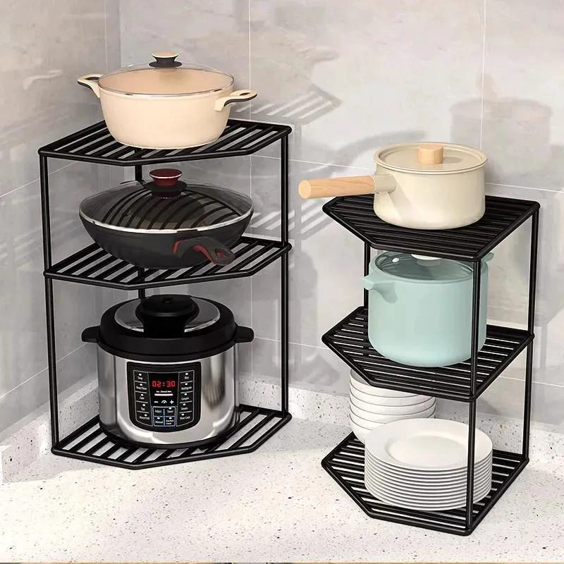 ORGANIZADOR DE ESQUINA METALICO NEGRO CON 3 NIVELES PARA COCINA - 4