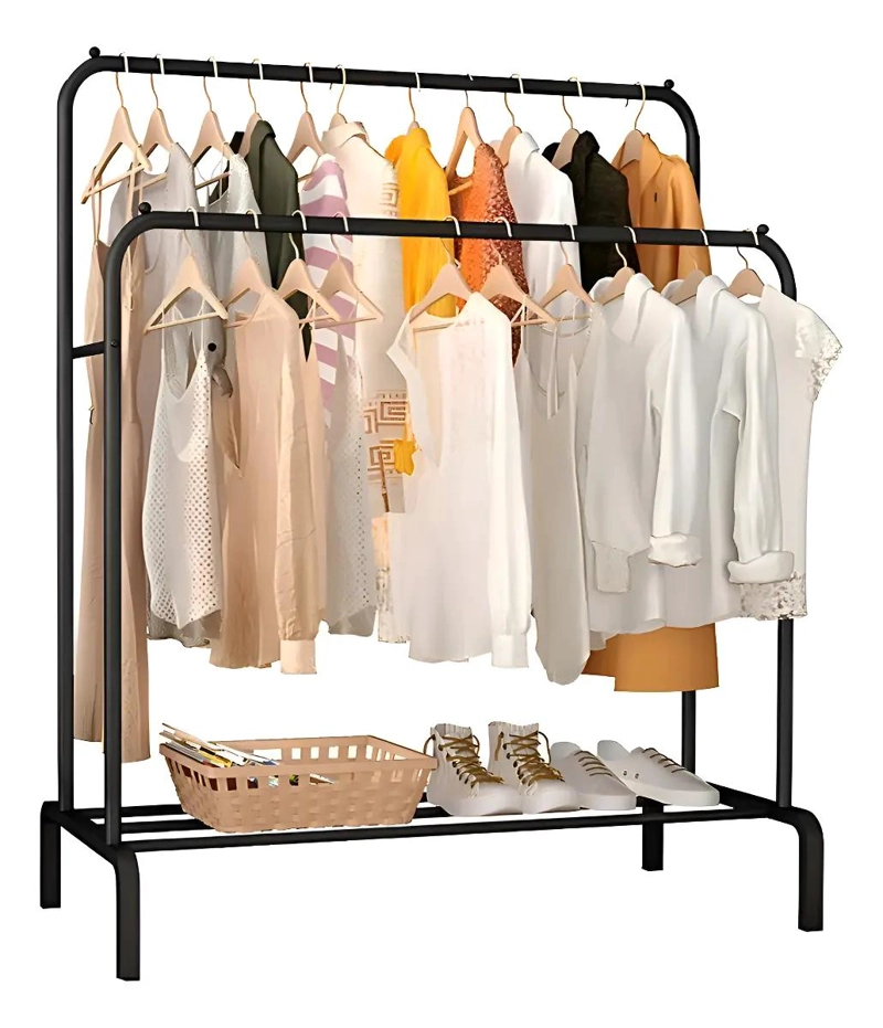 PERCHERO METALICO DOBLE PARA CLOSET CON DISEÑO ORGANIZADOR PARA EXHIBICION - 1