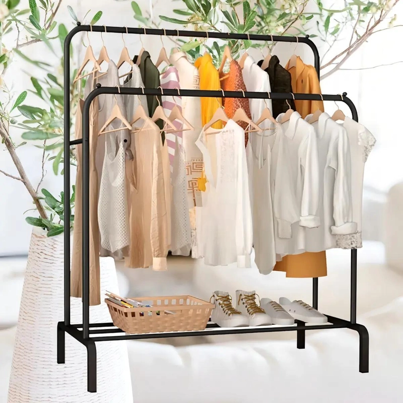 PERCHERO METALICO DOBLE PARA CLOSET CON DISEÑO ORGANIZADOR PARA EXHIBICION - 2