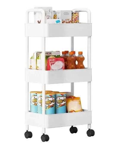 CARRITO ORGANIZADOR MULTIUSO CON RUEDAS Y 3 NIVELES COLOR BLANCO - 1