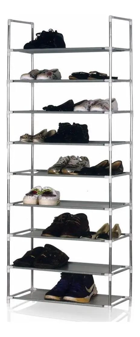 PERCHERO ORGANIZADOR PARA 27 PARES CON 9 NIVELES EN METAL Y PLASTICO GRIS - 3
