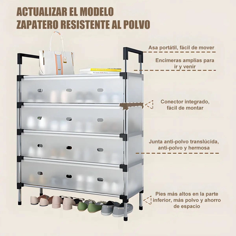 ZAPATERA MODERNA DE 5 NIVELES CON FUNDA ANTIPOLVO Y DISEÑO ARMABLE - 3