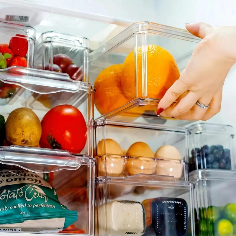 ORGANIZADOR RECTANGULAR PARA REFRIGERADOR CON TAPA TRANSPARENTE - 5