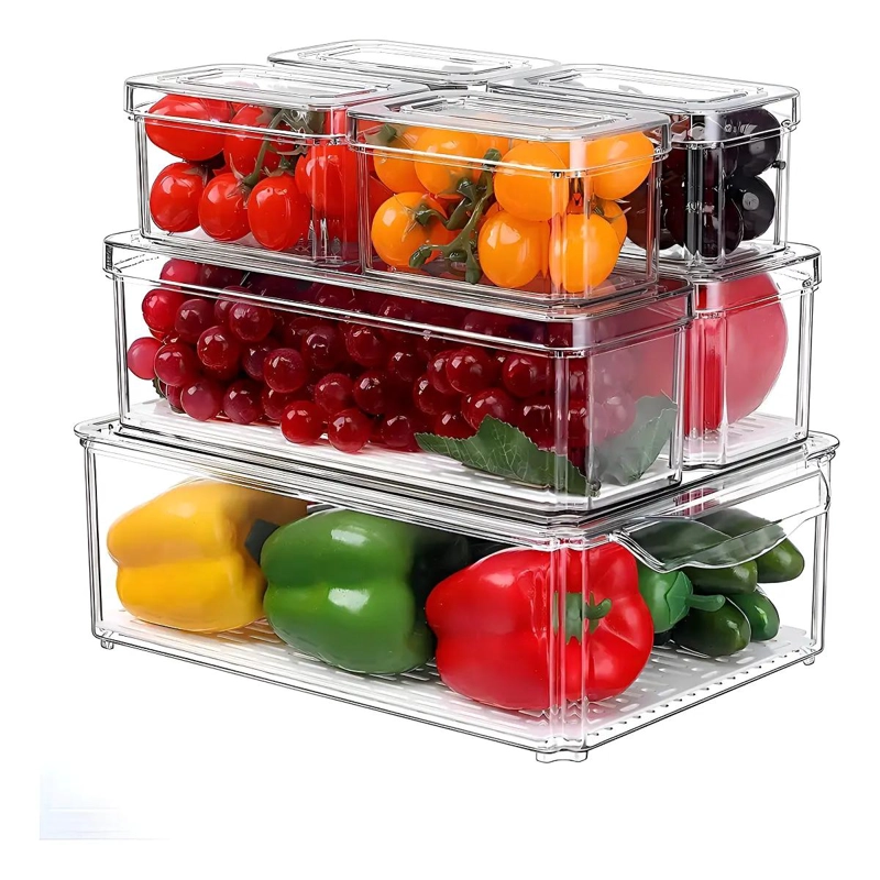 ORGANIZADOR PARA REFRIGERADOR CON 7 CONTENEDORES Y TAPAS PARA COCINA - 1