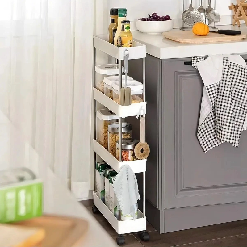 CARRO ORGANIZADOR ESTRECHO DE COCINA CON 4 NIVELES Y RUEDAS - 3