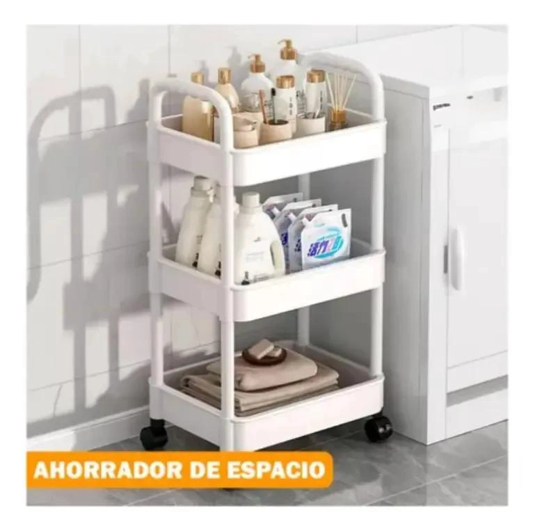 CARRO ORGANIZADOR MULTIUSO CON 3 NIVELES Y 4 RUEDAS PARA ALMACENAMIENTO - 5