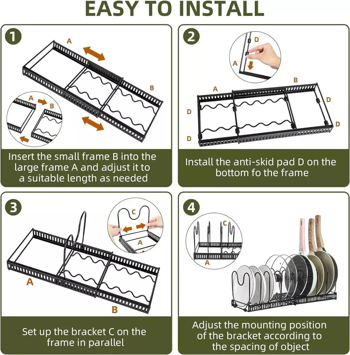 RACK ORGANIZADOR EXPANDIBLE PARA TAPAS DE OLLAS Y MENAJE DE COCINA - 5