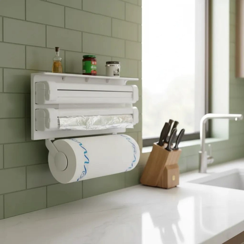 ORGANIZADOR MULTIFUNCIONAL PARA PAPEL TOALLA, FILM Y ALUMINIO DE COCINA - 1