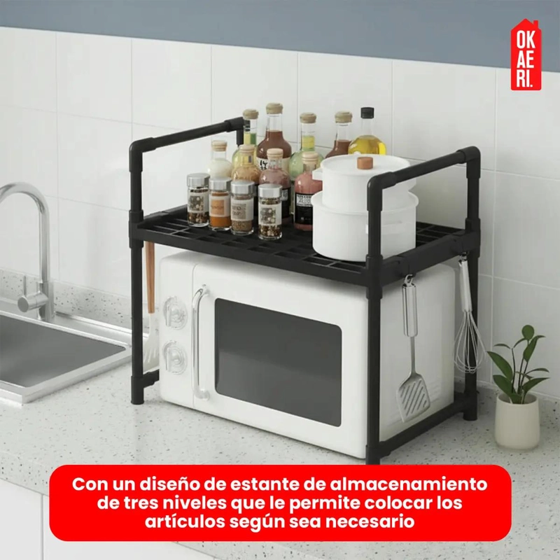 ESTANTE ORGANIZADOR DE COCINA PARA MICROONDAS DE 2 NIVELES - 3