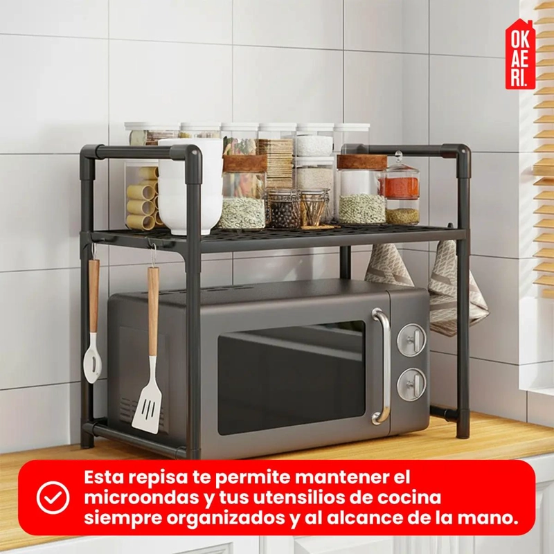 ESTANTE ORGANIZADOR DE COCINA PARA MICROONDAS DE 2 NIVELES - 4