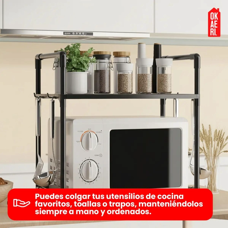 ESTANTE ORGANIZADOR DE COCINA PARA MICROONDAS DE 2 NIVELES - 5