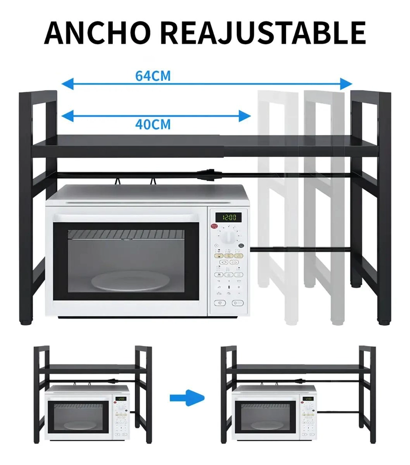 ESTANTE EXTENSIBLE DE HIERRO AJUSTABLE PARA ORGANIZAR MICROONDAS - 2