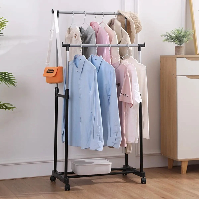 PERCHERO DE DOBLE CAPA CON RUEDAS PARA COLGAR ROPA - 1