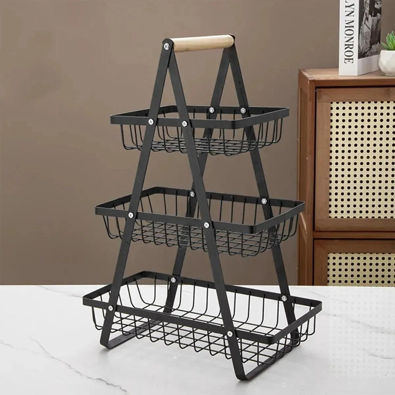 CESTA ORGANIZADORA METALICA DE 3 NIVELES COLOR NEGRO MULTIUSOS - 3