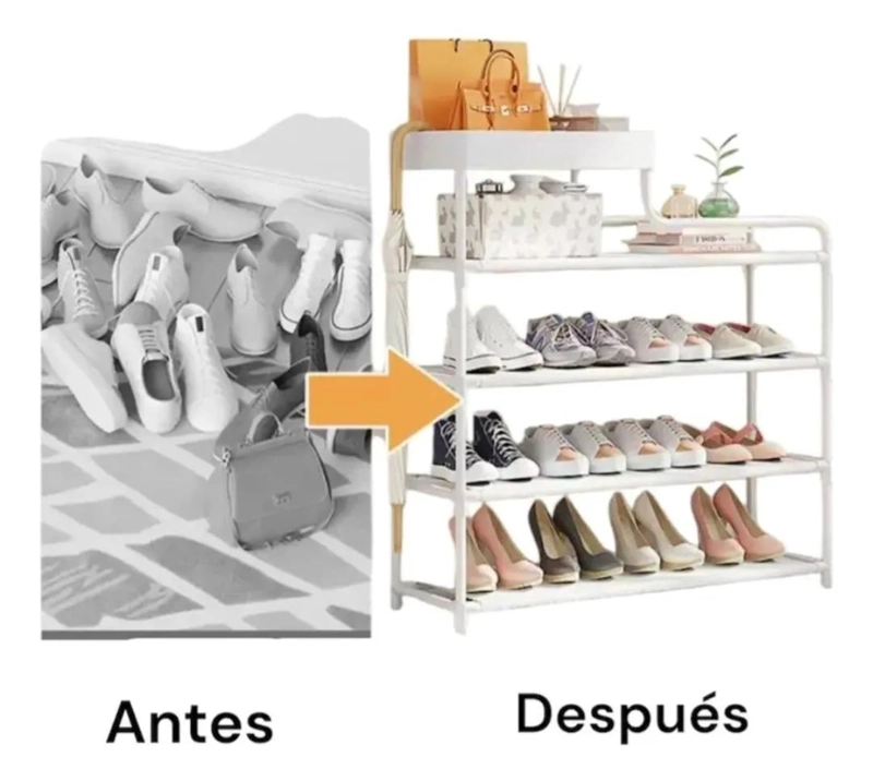ESTANTE ORGANIZADOR METALICO PARA ZAPATOS CON 5 NIVELES Y CAPACIDAD PARA 12 PA - 4