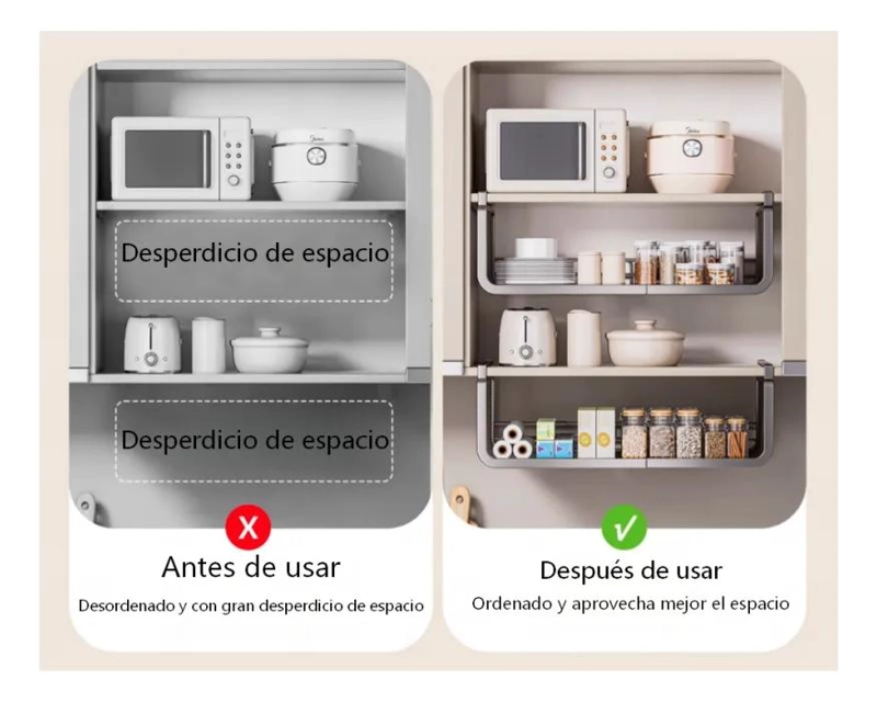 ESTANTE COLGANTE EXTENSIBLE PARA ALACENA Y ALMACENAMIENTO - 3
